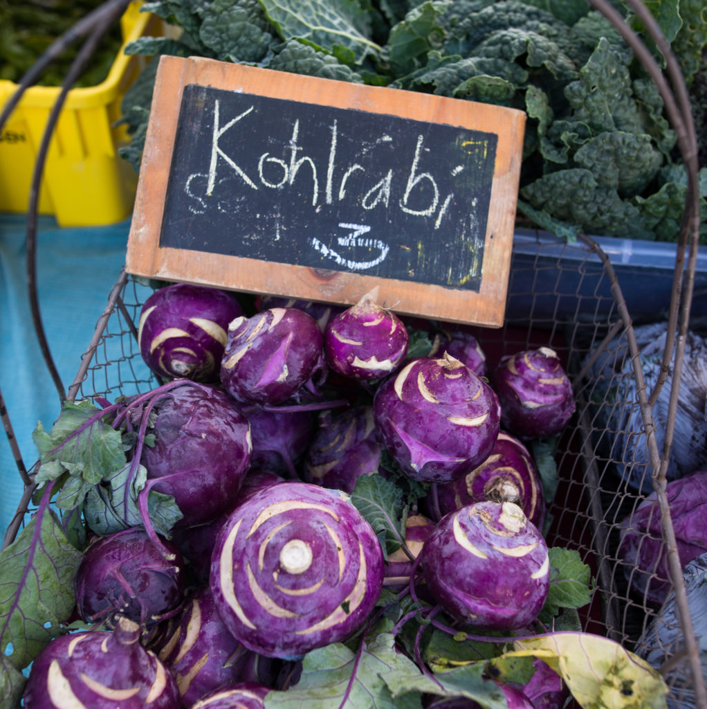 kohlrabi for sale at farmers market
